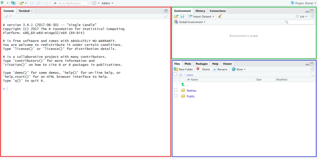 R in RStudio Panelen