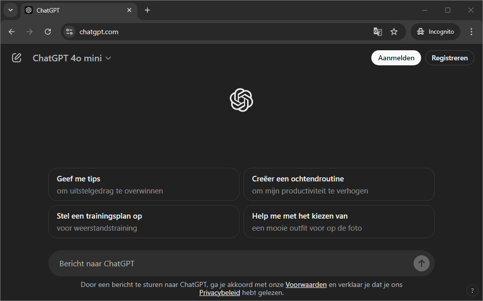 1 chatgpt gebruiken landing